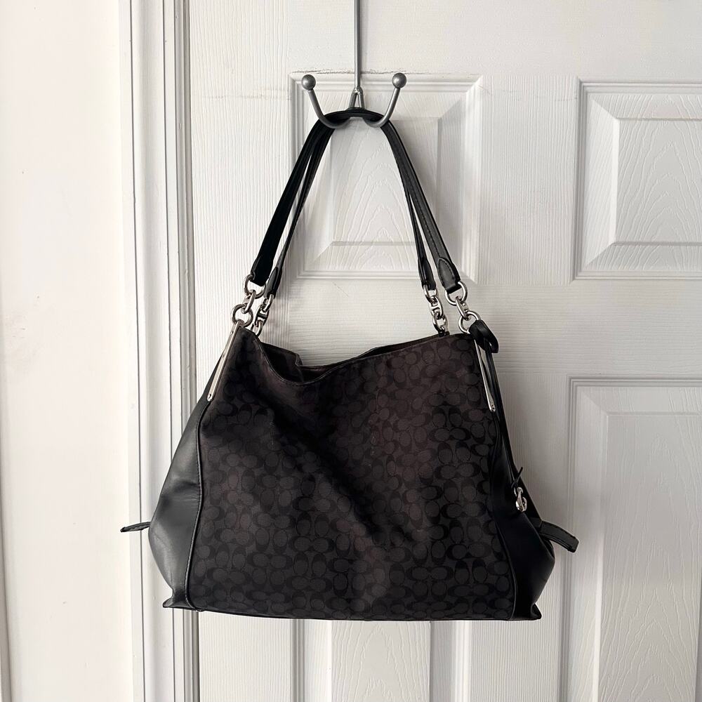Coach Dalton Bag 31 Black Signature CC Canvas Jacquard Shoulder Bag 79686 - Picture 4 of 11